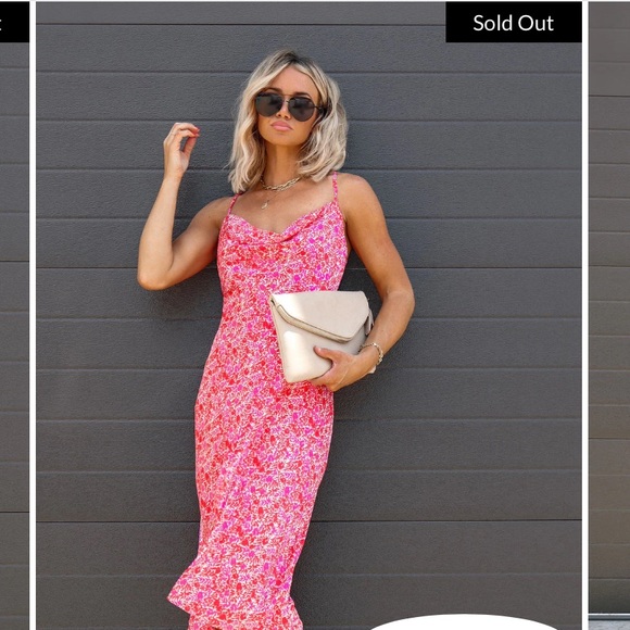 NWOT Vici RUBY FLORAL SATIN SLIP MIDI DRESS - Picture 2 of 16